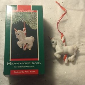 Hallmark Merry-Go-Round Unicorn Porcelain Ornament 1989 (SKU 009)